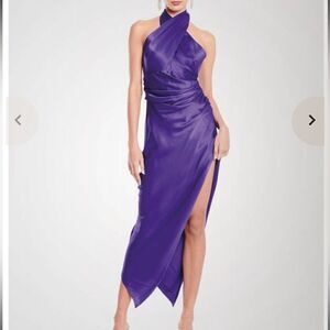 The Sei Cross Wrap Halter Midi Dress in Violet 6